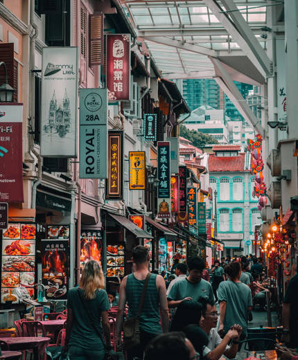 Image of a street of restaurants in Singapore - KILROY